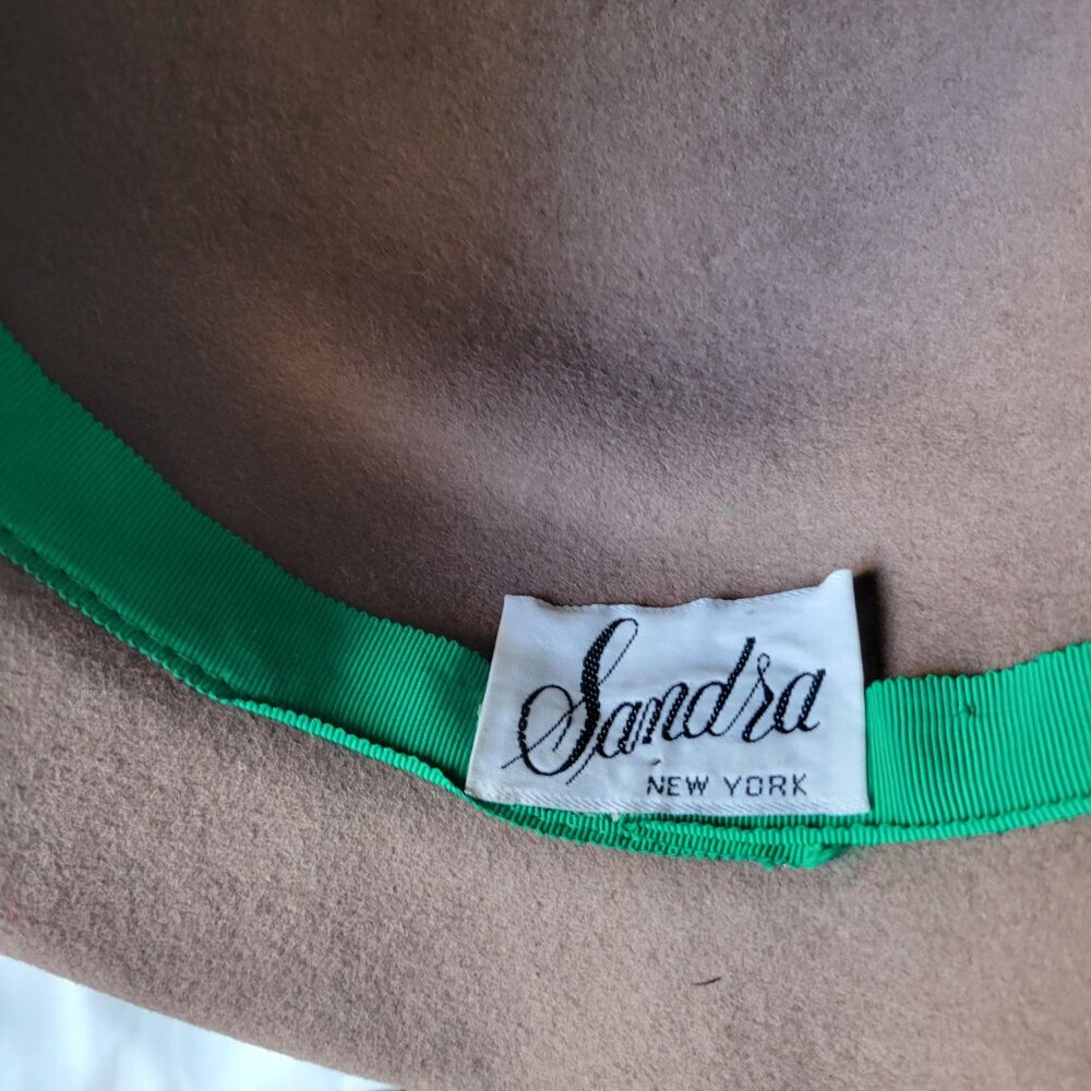 Sandra Bollman NY Neutral-Toned Tan Felt Mesh Fascinator Hat - Picture 11 of 14